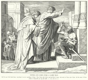 Peter and John Cure a Lame Man by Julius (after) Schnorr von Carolsfeld