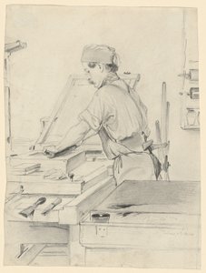 Self-Portrait Working at a Lithographic Press by Julius Adam the Elder