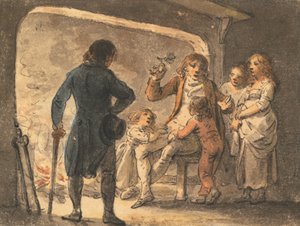 Blazing on the Hearth, The Father Recounting the History to His Children by Julius Caesar Ibbetson