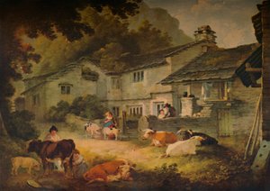 Cottage Scenery with Cattle, at Ambleside, 1803 by Julius Caesar Ibbetson