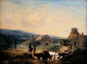 Romantic Rural Scene by Julius Caesar Ibbetson