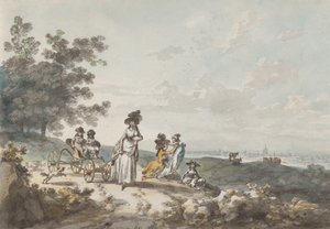 View of London with St. Paul’s in the Distance: Woman and Children with a Baby Carriage, 1787 by Julius Caesar Ibbetson