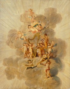 Winged Cherubs with Musical Instruments, late 18th or early 19th century by Julius Caesar Ibbetson