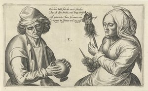Spinning Woman with Her Husband by Julius Goltzius