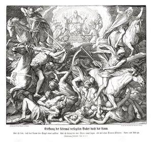 Opening of the First Seal by the Lamb, Revelation by Julius Schnorr von Carolsfeld