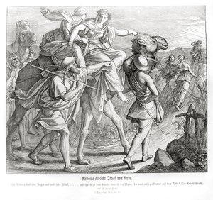 Rebecca sees Isaac from afar, Genesis by Julius Schnorr von Carolsfeld