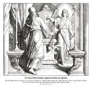 The angel Gabriel appears to Zacharias, Luke by Julius Schnorr von Carolsfeld