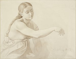 Female Half-Figure with Loose Hair by Julius Schnorr von Carolsfeld