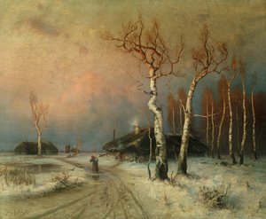A Village in a Wooded Winter Landscape