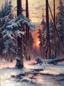 Winter Sunset in the Fir Forest by Julius Sergius Klever