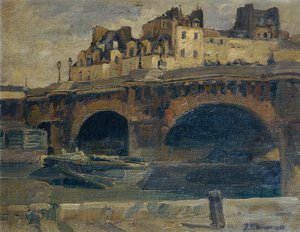 Parisian Landscape with Pont Neuf by Julius Ullmann