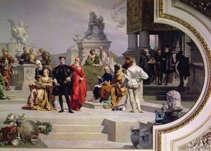 Patronage of the Arts by the House of Habsburg: left hand section of a ceiling painting, 1891