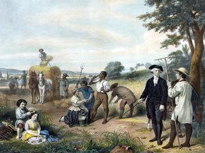 was george washington a tobacco farmer Washington the Farmer: George Washington (1732-1799) in the fields of Mont  Vernon, his plantation in the Earl of Fairfax, Virginia. In the lower left  corner are represented her two stepchildren, John and