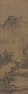 Buddhist Retreat by Stream and Mountains by Juran