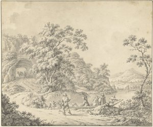 Landscape with a Boat in which a Shepherd with His Flock by Jurriaan Andriessen (attributed to)