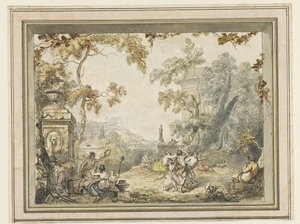 Design for a Room Painting: Idyllic-Arcadian Landscape with Classical Buildings