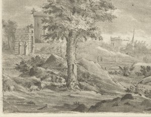 Landscape with Shepherd and Sheep by Jurriaan Cootwijck