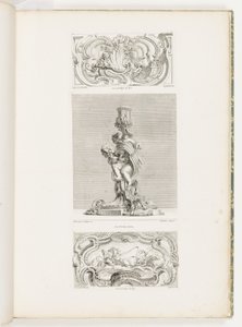 Ornament Panel with Shell Fountain Flanked by Garlands and Volutes, pl. 22 in Oeuvre de Juste-Aurèle by Juste Aurèle Meissonnier