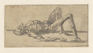 Naked Man Lying on His Back by Juste de Juste (attributed to)