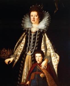 Portrait of Archduchess Maria Maddalena of Austria with her son Ferdinand II by Justus Sustermans