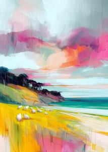 Colorful Sheep Landscape by Justyna Jaszke