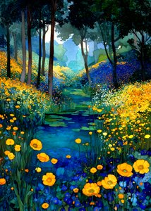 Forest Stream in Bloom