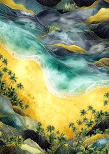 Golden Beach Abstract by Justyna Jaszke