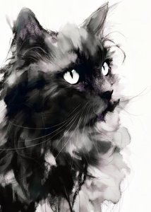 Mysterious Black Cat Portrait