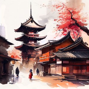 Serene Japanese Temple Street