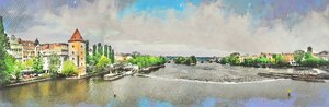 Sketched River City View