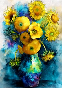 Sunflowers Nature Art by Justyna Jaszke