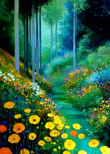 Sunlit Flower Path