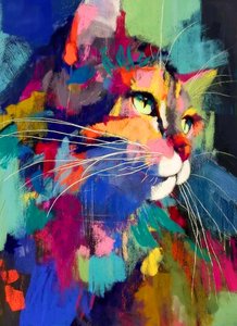Vibrant Abstract Cat