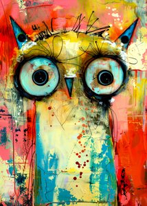 Vibrant Abstract Owl by Justyna Jaszke