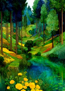 Vibrant Forest River Valley