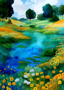 Vibrant Pond Landscape