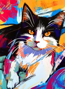 Vibrant Tuxedo Cat