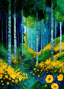 Yellow Flower Forest Path
