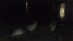Nocturne. Swans in the Saxon Garden in Warsaw by Night by Jozef Pankiewicz