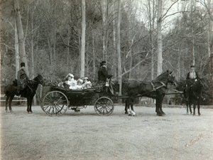Tsar Nicholas II of Russia with his family in the park of Tsarskoye Selo, Russia