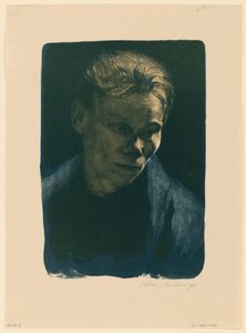Bust of a Working Woman with Blue Cloth (1st State) by Käthe Kollwitz