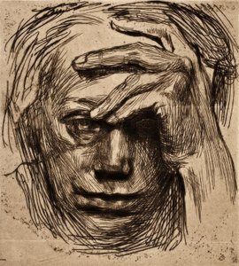 Self-Portrait with Hand on Forehead