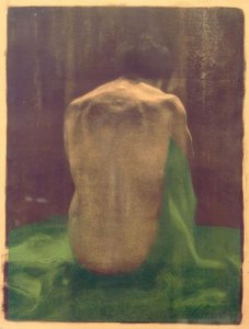 Female Nude Back on Green Cloth