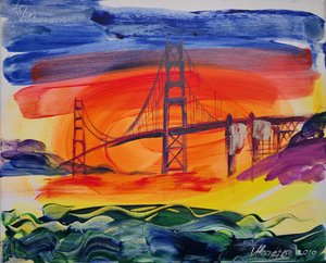 Dramatic Golden Gate Sunset by Kanat Ibragimov