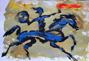 Fiery Blue Horseman