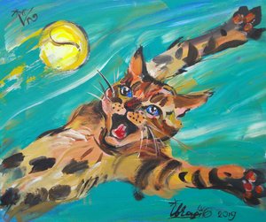 Flying Bengal Cat by Kanat Ibragimov