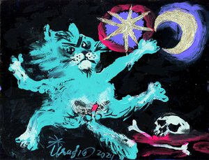 Mystical Cat and Moon