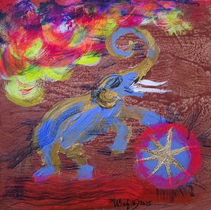 Vibrant Elephant Wheel by Kanat Ibragimov