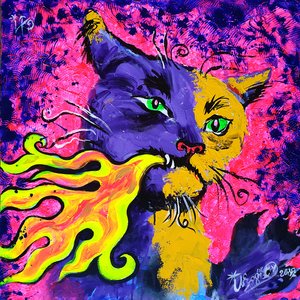 Vibrant Fire Breathing Cat
