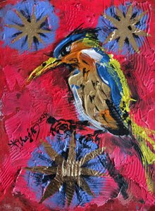 Vibrant Kingfisher Perch by Kanat Ibragimov